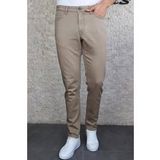 Erkek Bej Slim Fit Esnek Likralı Jean Kot Pantolon HLTHE001966