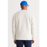 Erkek Bej Standart Fit Normal Kesim Içi Polarlı 3 Iplik Kolej Yaka Pamuklu Sweatshirt Ceket