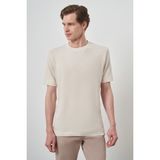 Erkek Bej Trend Bisiklet Yaka T-Shirt - M