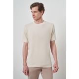 Erkek Bej Trend Bisiklet Yaka T-Shirt