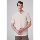 Erkek Bej Trend Örme Keten Dinamik Fit Polo Yaka T-shirt
