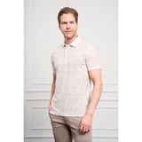 Erkek Bej Trend Polo Yaka Desenli Dynamic Fit Rahat Kesim T-Shirt - 2XL
