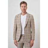 Erkek Bej Trend Slim Fit Mono Yaka Takım Elbise - 54 - 6 Drop