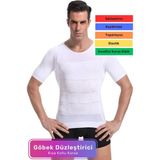 Erkek Bel Göğüs Dik Duruş Jinekomasti Toparlayıcı Extra Göbek Kısa Kol Korse Atlet - Beyaz - S/M