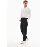 Erkek Bel Lastikli Duble Paça Yandan Cepli Rahat Jogger Pantolon - Siyah - Relax Fit