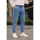 Erkek Beli Lastikli Mavi Kot Jogger Pantolon - 38