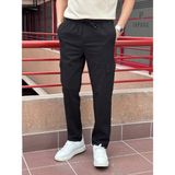 Erkek, Beli lastikli, Nervür detaylı, Pamuklu, Keten dokuma, Regular fit, Kargo cep pantolon INP293 - Siyah - 32