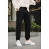 Erkek Beli Lastikli Siyah Kot Jogger Pantolon - 38