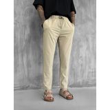 Erkek Beli Lastikli Tecno Kumaş Slim Fit Pantolon Bej