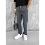 Erkek Beli Lastikli Tecno Kumaş Slim Fit Pantolon Füme