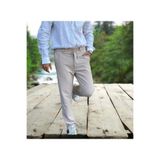 Erkek Beli Lastikli Yarım Kemer Gofre Kumaş Pantolon Bej L