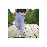Erkek Beli Lastikli Yarım Kemer Gofre Kumaş Pantolon Gri S