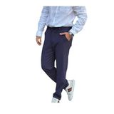 Erkek Beli Lastikli Yarım Kemer Gofre Kumaş Pantolon Lacivert S