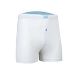 Erkek Beyaz %100 Pamuk Kemerli Düğmeli Boxer (XXL, Beyaz)