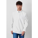 Erkek Beyaz Anti-pilling Tüylenme Yapmayan Standart Fit Bato Yaka Soğuk Geçirmez Polar Sweatshirt