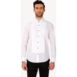 Erkek Beyaz Ata Yaka Slim Fit Piliseli Gömlek - 4XL
