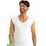 Erkek Beyaz Bambu V Yaka Sıfır Kol Atlet (Beyaz / 2XL)