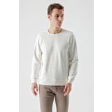 Erkek Beyaz Basic Bisiklet Yaka Sweat-Shirt