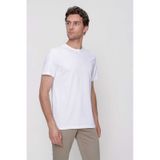 Erkek Beyaz Basic Düz %100 Pamuk Bisiklet Yaka Slim Fit Dar Kesim Kısa Kollu Tişört