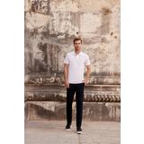 Erkek Beyaz Basic Düz %100 Pamuk Slim Fit Dar Kesim Kısa Kollu Polo Yaka Tişört