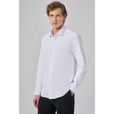 Erkek Beyaz Basic Düz Desen Italyan Yaka Slim Fit Gömlek - 2XL