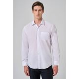 Erkek Beyaz Basic Regular Fit Sert Yaka Cepli Gömlek - XL