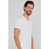 Erkek Beyaz Basic V Yaka %100 Pamuk Atlet Fanila