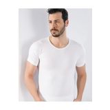 Erkek Beyaz Bisiklet Yaka Kısa Kollu Pamuklu Fanila Atlet, 2XL, GP150-89D0018317925