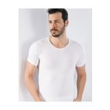 Erkek Beyaz Bisiklet Yaka Kısa Kollu Pamuklu Fanila Atlet, M, GP150-89D0018317928