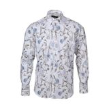 Erkek Beyaz Çiçek Desenli Slim Fit Gömlek