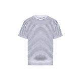 Erkek Beyaz Çizgili Bisiklet Yaka Örme T-Shirt