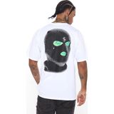 Erkek Beyaz Dirty Money Drill Sırt Baskılı Oversize Bisiklet Yaka T-Shirt