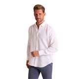 Erkek Beyaz Düz Regular Fit Keten Gömlek