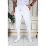 Erkek Beyaz Italyan Kesim Esnek Slim Fit Likralı Lastikli Şık Koton Kumaş Pantolon Okul Hemşire - 38