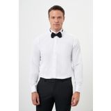 Erkek Beyaz Manşetlii Jakar Desen Ata Yaka Slim Fit Gömlek