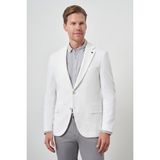 Erkek Beyaz Örme Desenli Mono Yaka Slim Fit Ceket - 6 Drop - 50
