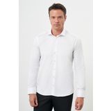 Erkek Beyaz Pamuk Düz Desen İtalyan Yaka Slim Fit Gömlek