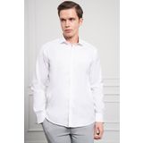 Erkek Beyaz Pamuk Trend Slim Fit İtalyan Yaka Gömlek