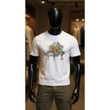 Erkek Beyaz Relaxed Fit %100 Pamuk Tişört – Suluboya Piyano & Şehir İllüstrasyonu