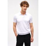 Erkek Beyaz Slim Fit Dar Kalıp Polo Yaka Düz Kısa Kollu Triko Tişört