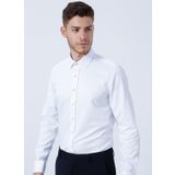 Erkek Beyaz Slim Fit Dar Kesim Klasik Yaka Armürlü Gömlek