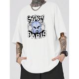 Erkek Beyaz Stylish Baskılı Oversize T-shirt