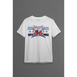 Erkek Beyaz T-Shirt Eldiven Blue Flag cm Punk Mavi Bayrak Fitness Spor Baskılı Tişört - 001-Beyaz