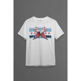 Erkek Beyaz T-Shirt Eldiven Blue Flag cm Punk Mavi Bayrak Fitness Spor Baskılı Tişört - XL