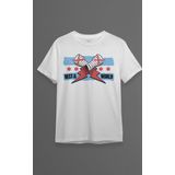 Erkek Beyaz T-shirt Eldiven Blue Flag CM Punk Mavi Bayrak Fitness Spor Baskılı Tişört
