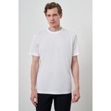 Erkek Beyaz Trend Bisiklet Yaka T-Shirt - 2XL