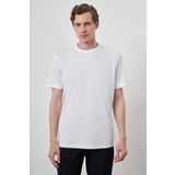 Erkek Beyaz Trend Bisiklet Yaka T-Shirt