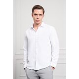 Erkek Beyaz Trend İtalyan Yaka Slim Fit Dar Kesim Gömlek