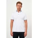 Erkek Beyaz Trend Merserize Düz Düğmeli Yaka Dynamic Fit T-Shirt