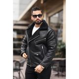 Erkek Biker Nubuk İçi Kürklü Mont